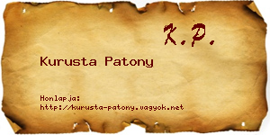 Kurusta Patony névjegykártya